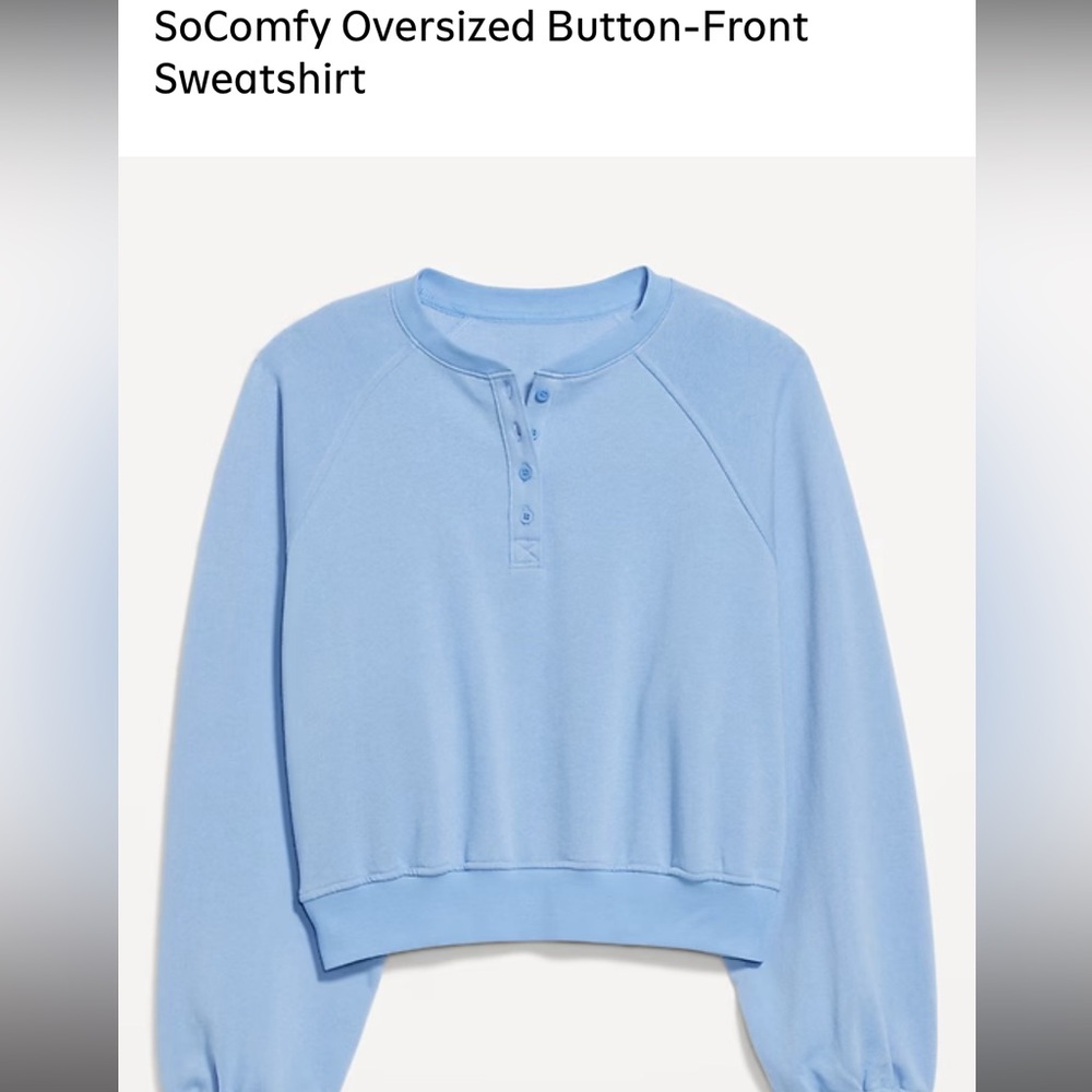 Old Navy Women's Blue Henley Sweatshirt